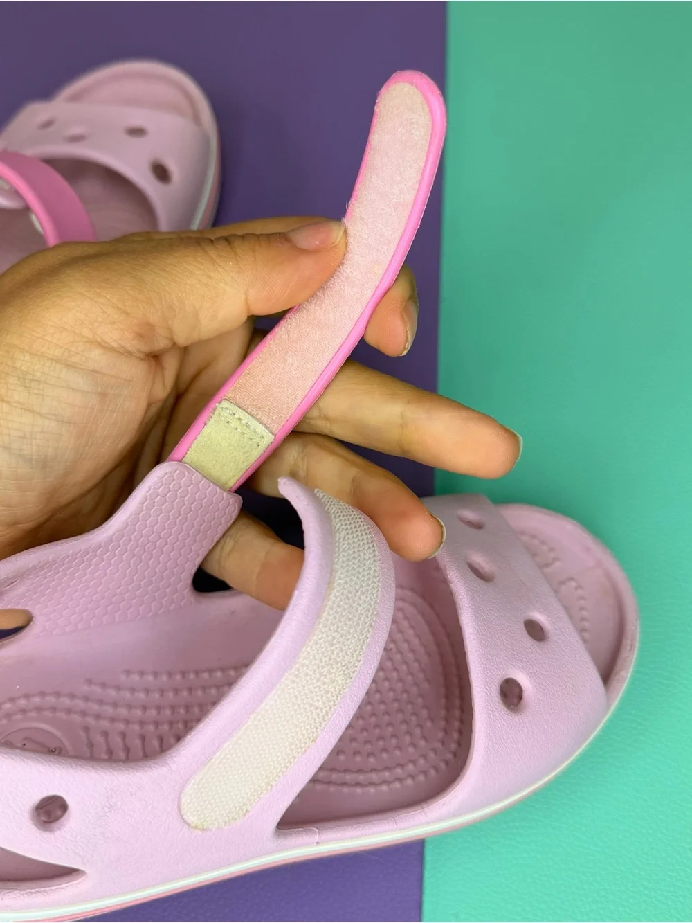 Crocs Pink Crocband Sandals Kids Pink Adjustable Strap Size 10